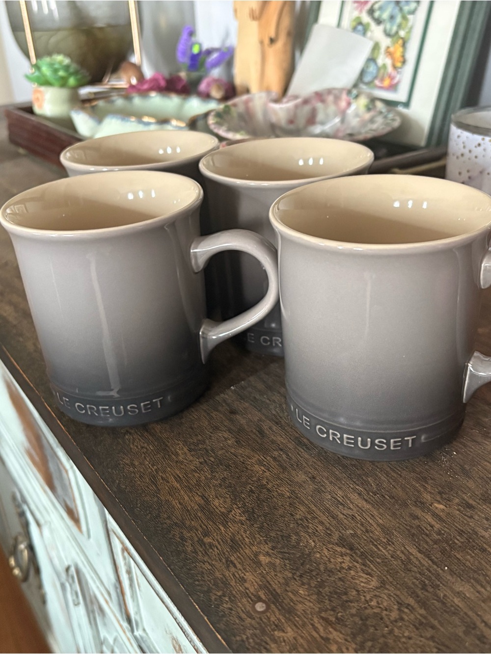 Le Creuset Oyster Stoneware Mugs - Set of 4